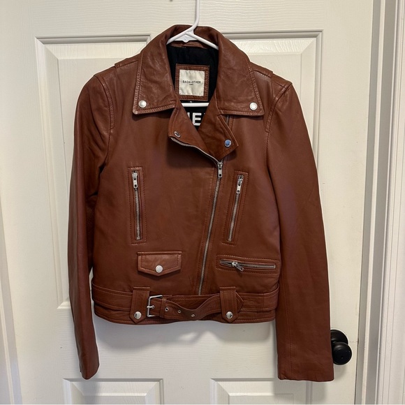 Each x Other Paris Jacket Baya Biker Moto in Brown Leather Size XS - Picture 1 of 9